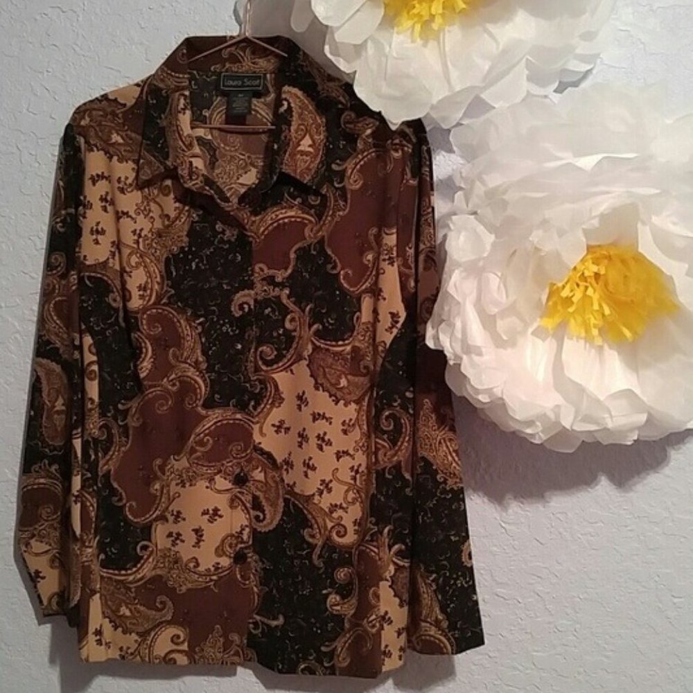 Laura Scott Long Sleeve Polyester Button Down Business Casual Shirt SZ 18W